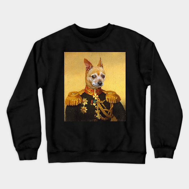 Chiuahuah Military Portrait Crewneck Sweatshirt by UselessRob